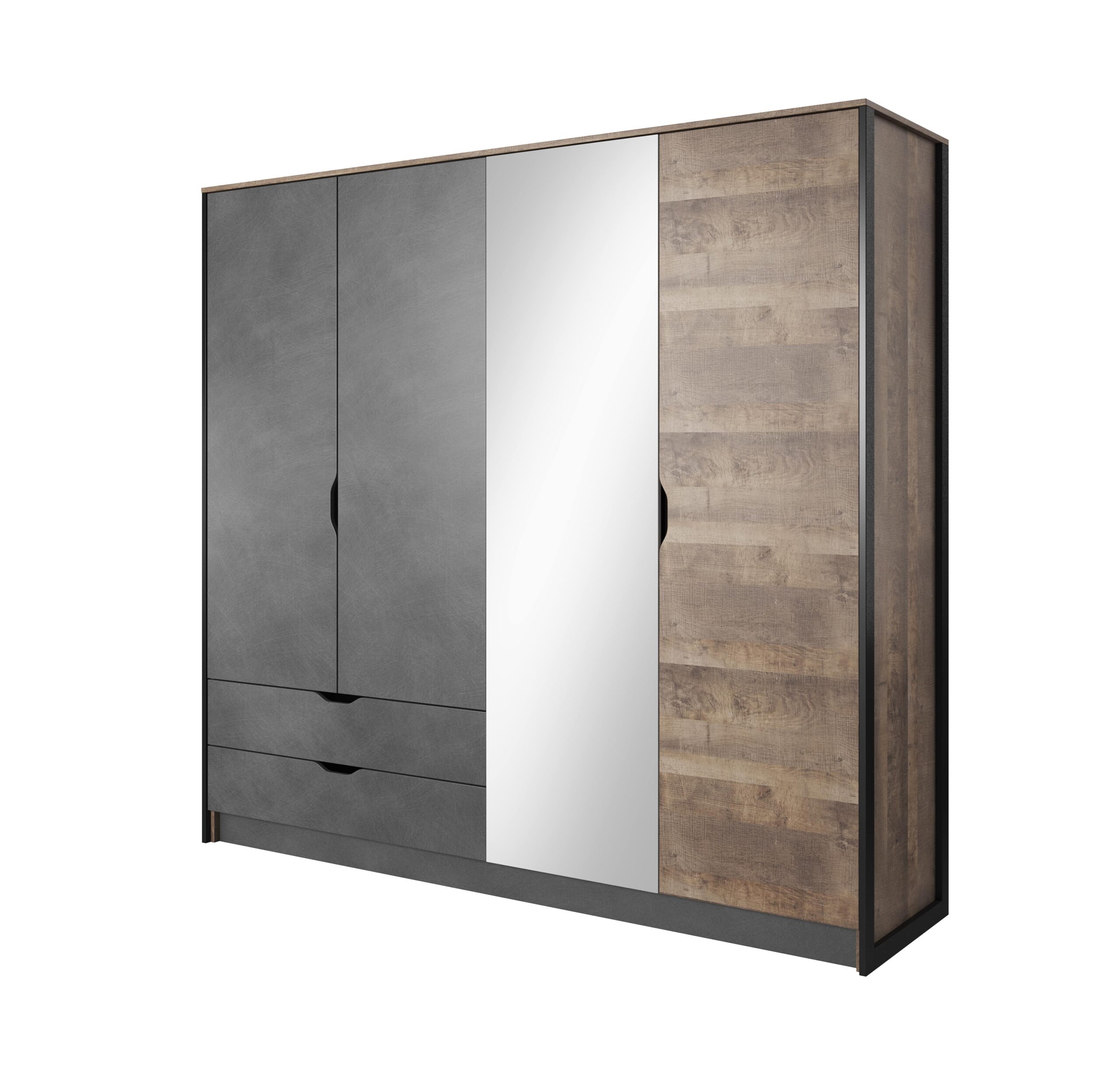 Armoire STOCKHOLM Chêne vieilli et graphite - chambre KAMAZZA