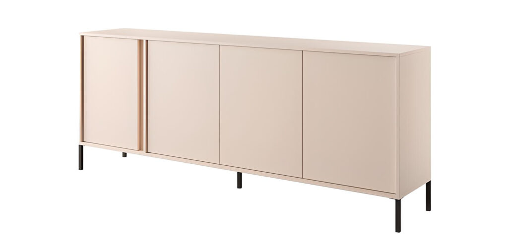 Buffet beige 4 portes 200 cm Beige LIXIA