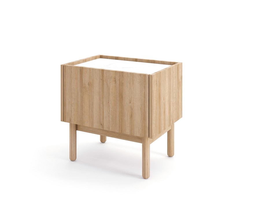 KAMAZZA Table de chevet ELOISE chêne et blanc chambre tendance