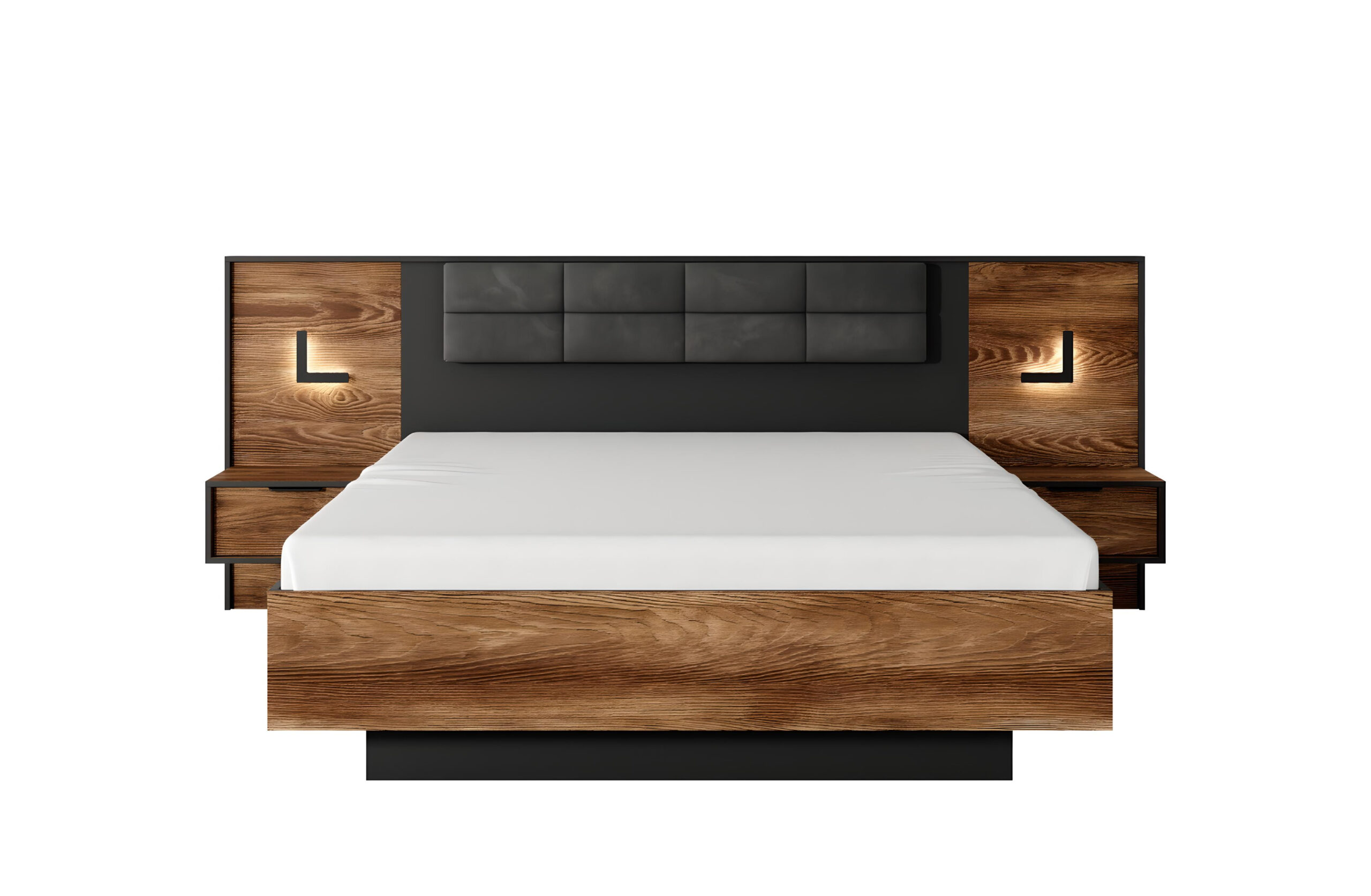 Lit coffre LONDON avec chevet chambre KAMAZZA