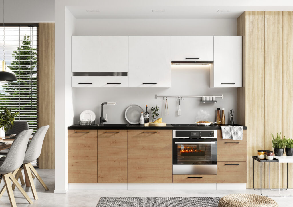 Cuisine complète SERENA Blanc brillant et Chêne