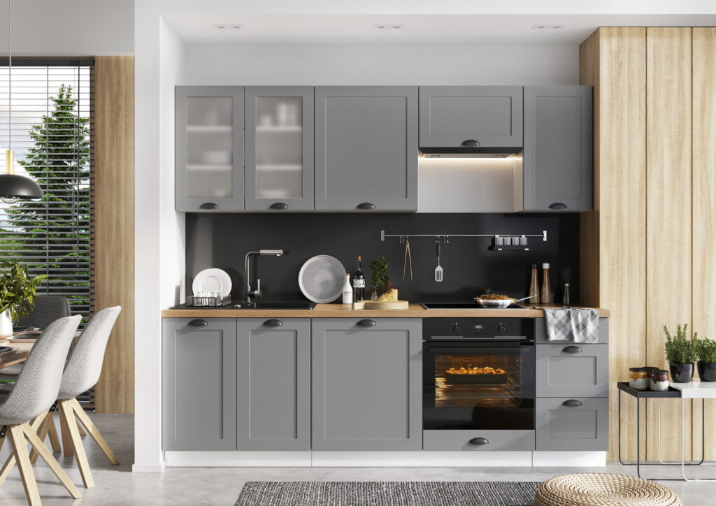 Cuisine complète VICTORIA avec meuble pour four encastrable Gris