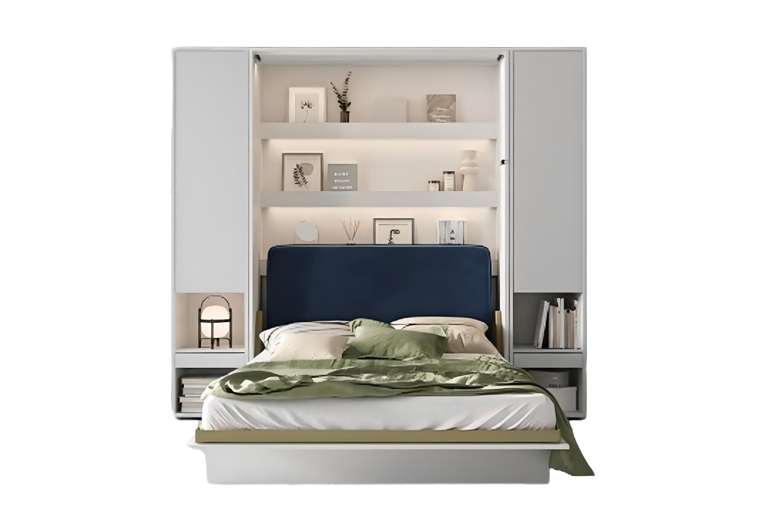Lit escamotable avec tête de lit Armoires Chevets Etagères intégrées SMART
