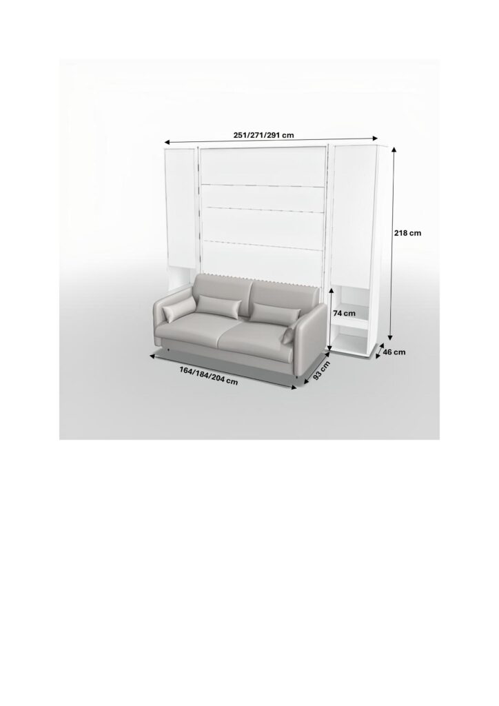 Dimensions SMART canapé et armoires.