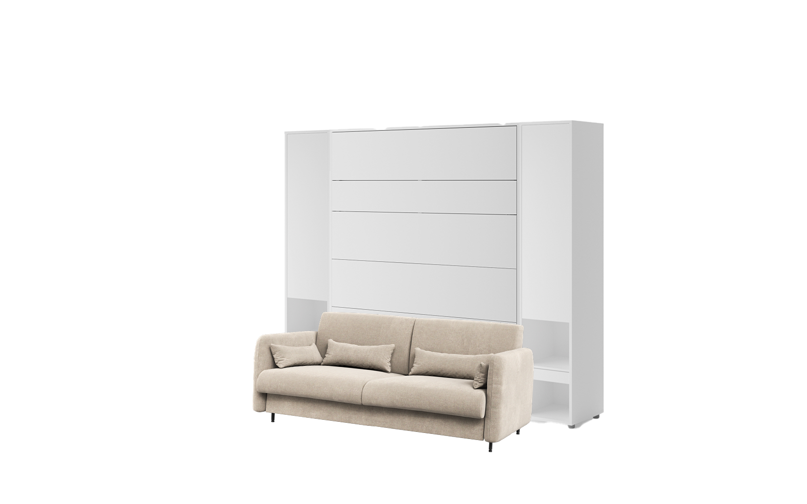 Chambre complète lit escamotable canapé gris clair - SMART 160 blanc