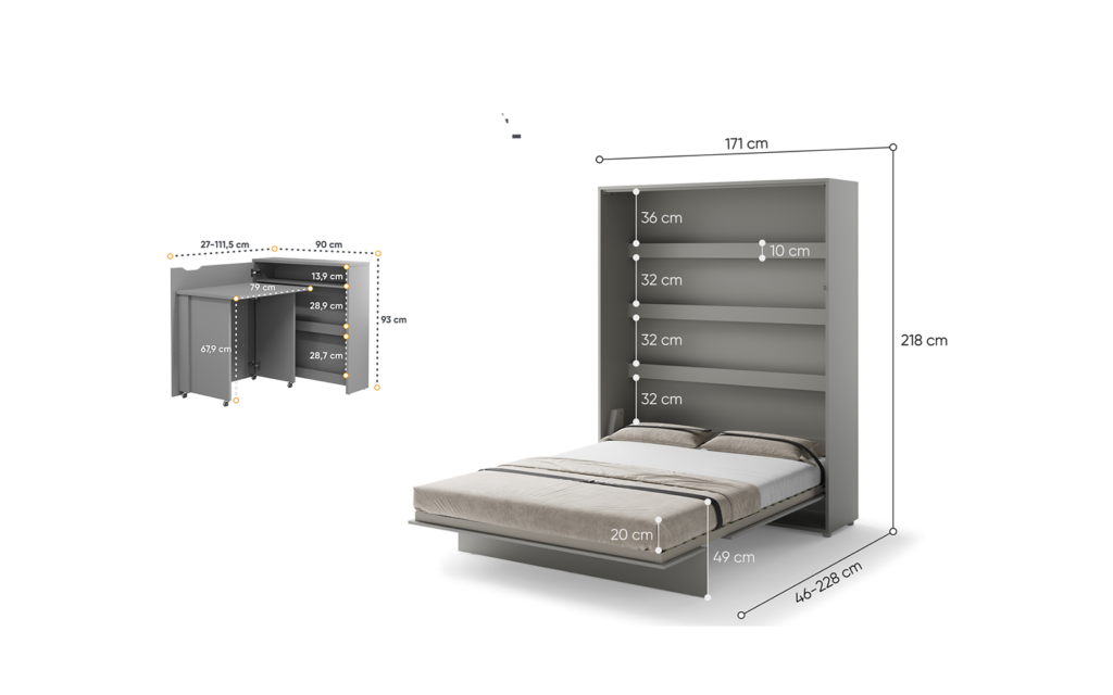 Dimensions SMART EASY ouverture gauche.