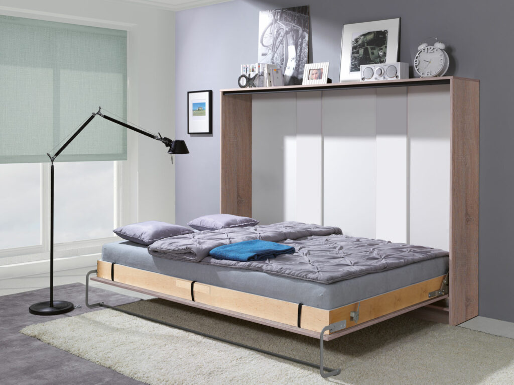 Évasion urbaine Lit Escamotable ZEN, alliant confort et style pour aménager une chambre étroite et longue