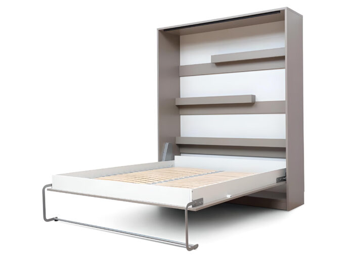 Lit escamotable double 140 x 200 cm couleur taupe