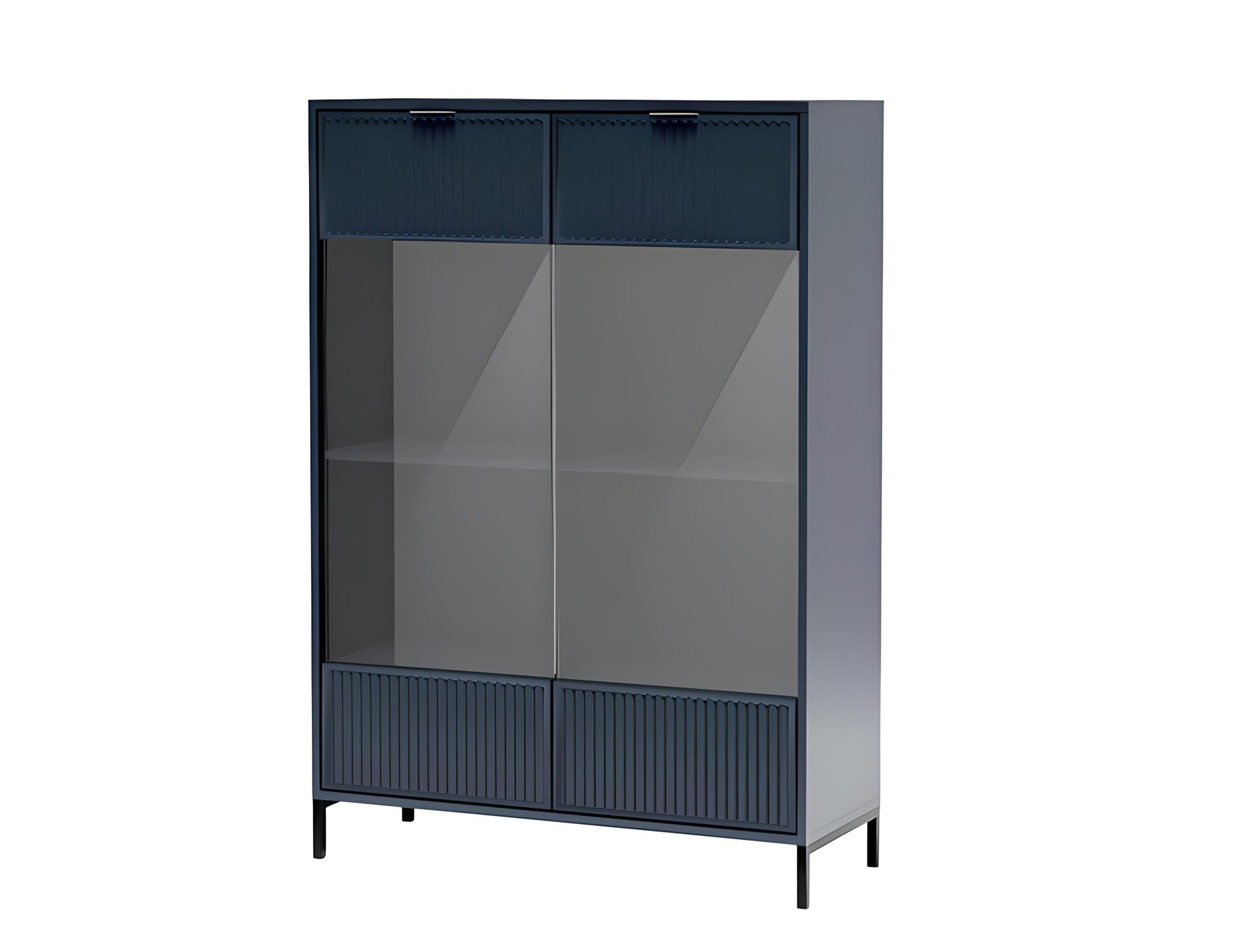 Vitrine 2 portes 8 étagères 105 cm - KELLY bleu tendance KAMAZZA