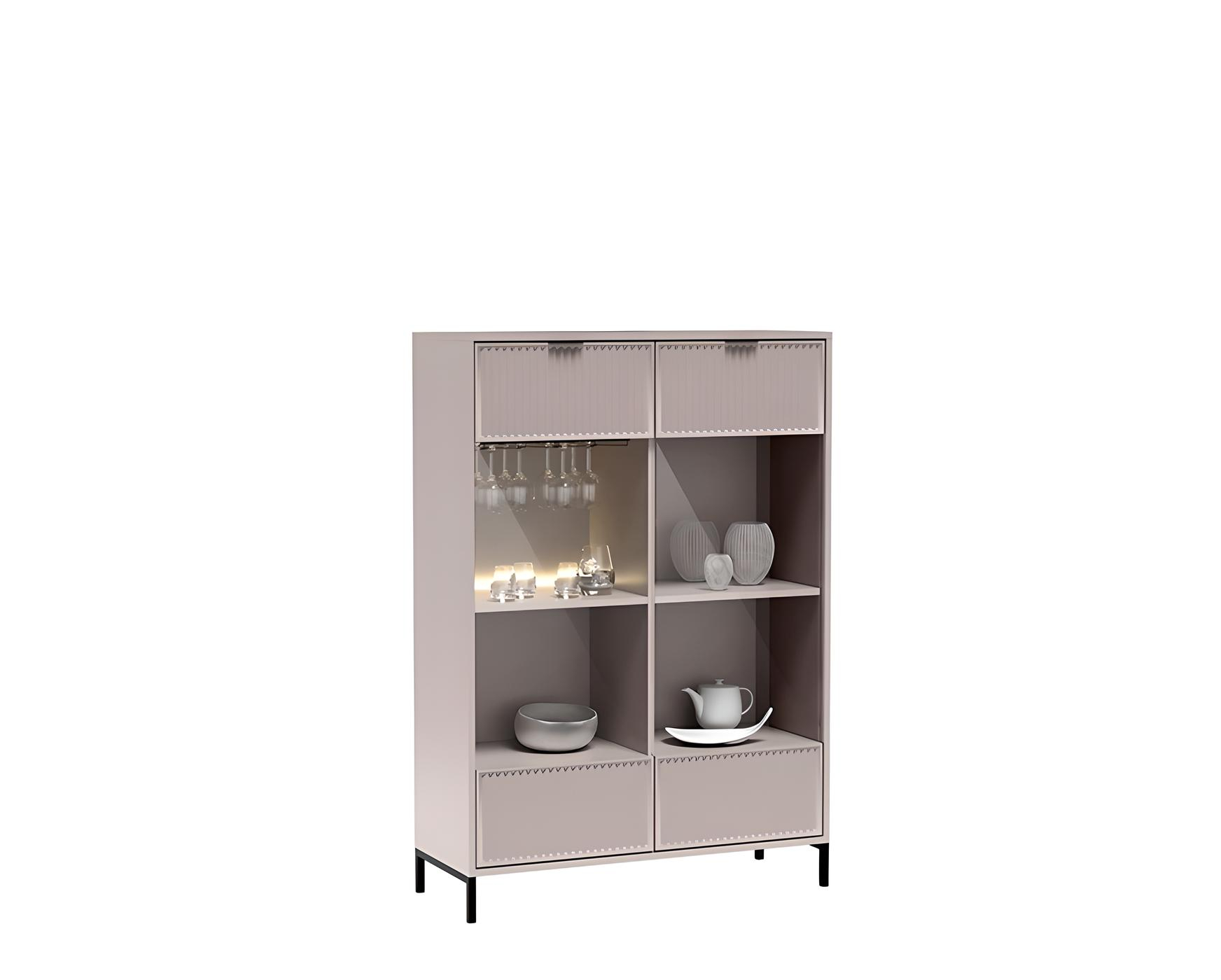Vitrine KELLY, 105 cm, 2 portes, 8 étagères beige, sublime pour vos trésors décoratifs