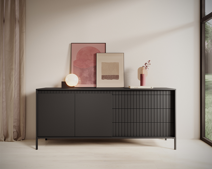 Buffet 2 portes 3 tiroirs ROMANE tendance et fonctionnel pour votre séjour