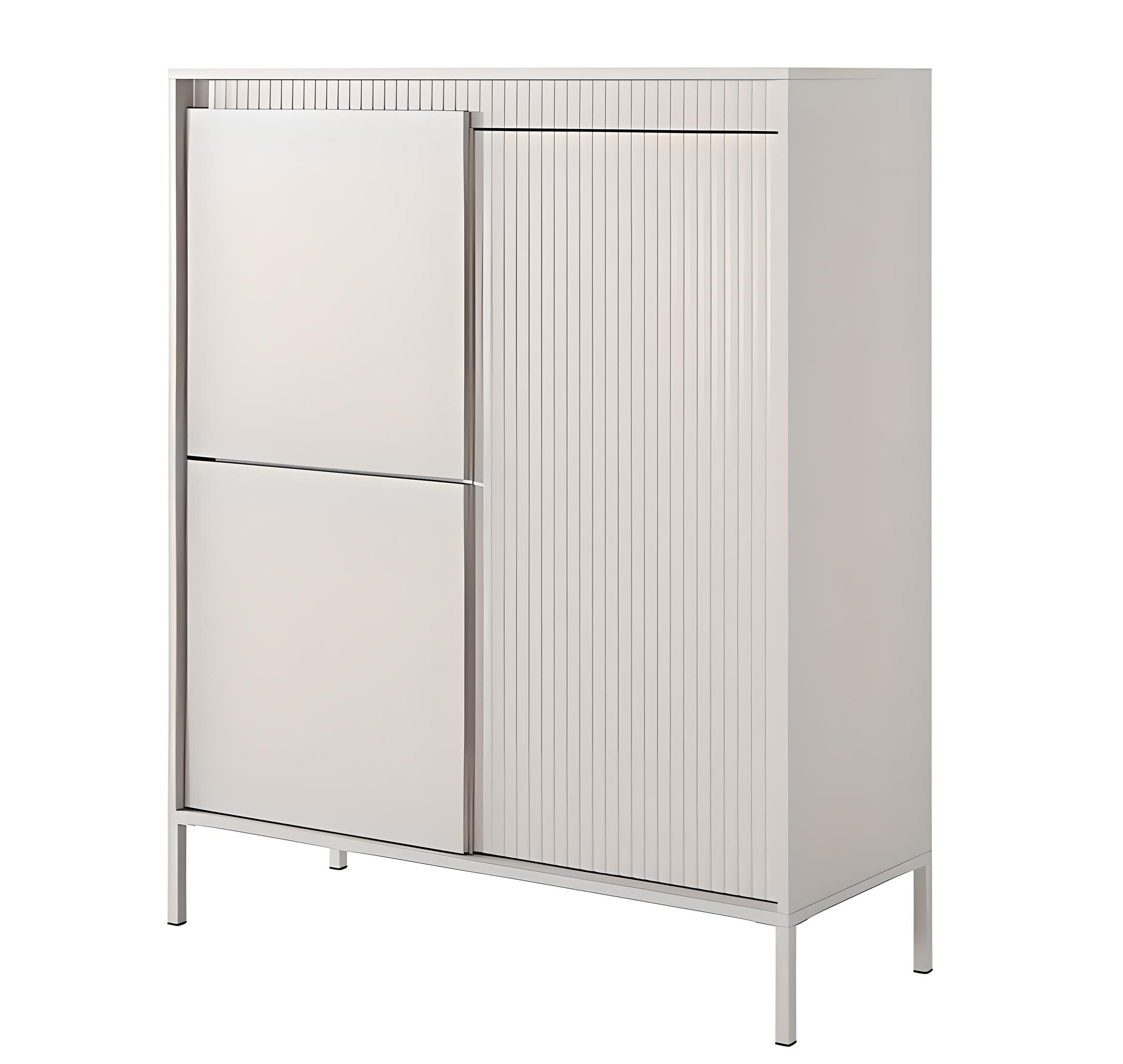 Buffet haut ROMANE 3 portes, 7 étagères, beige fabrication européenne