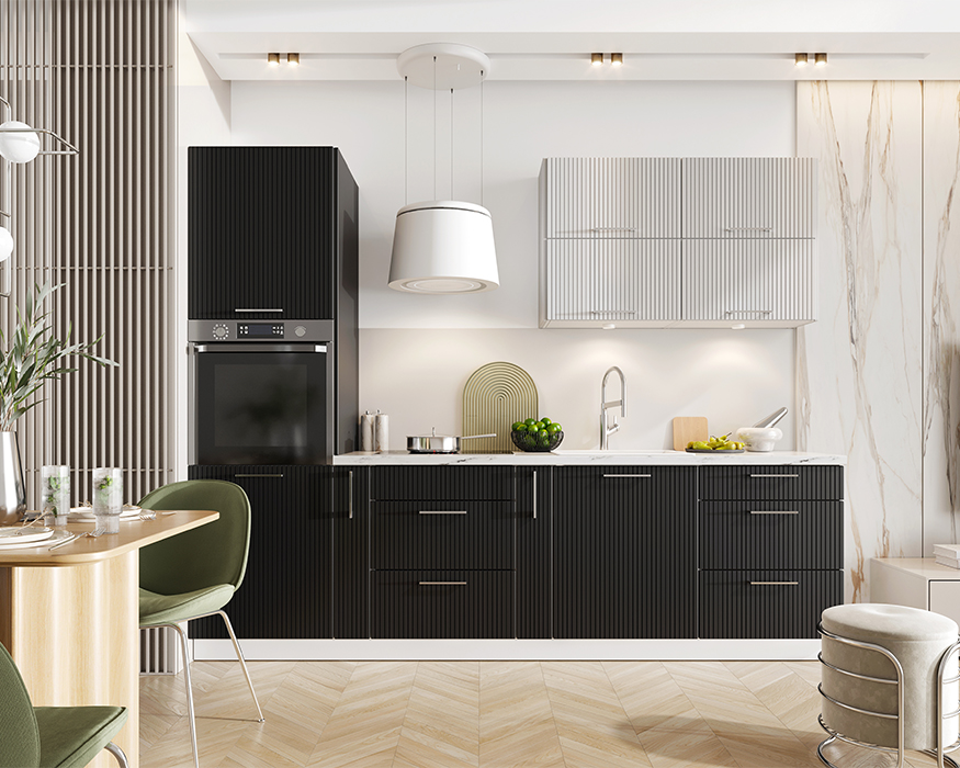 Cuisine complète option four encastrable noire 270 cm KATIA KAMAZZA