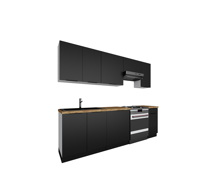 KAMAZZA cuisine complète option encastrable LYDIA 240 cm noire