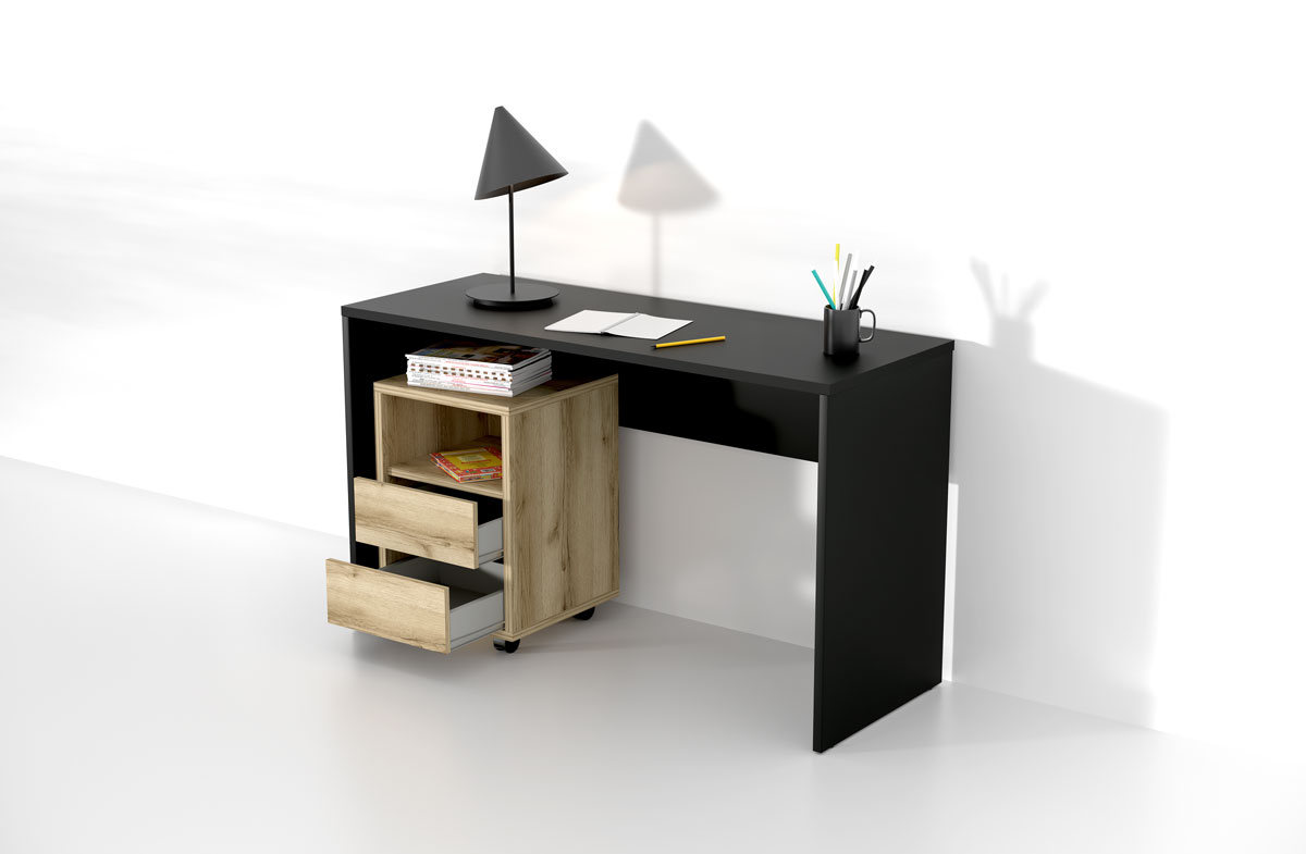 KAMAZZA - Bureau novateur avec tiroirs noir LENA