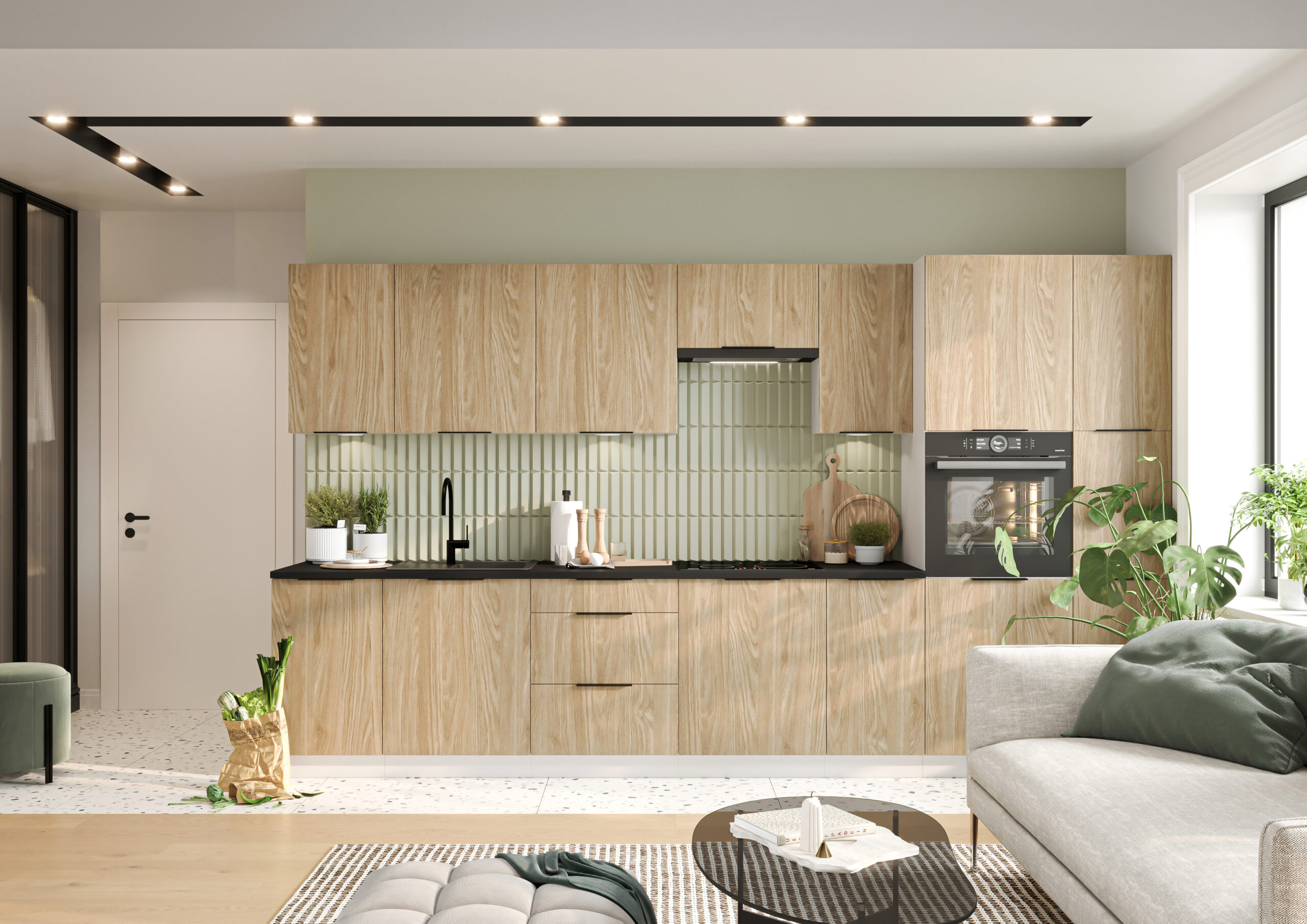 KAMAZZA cuisine aménagée 360 cm chêne KARENNE fabrication européenne