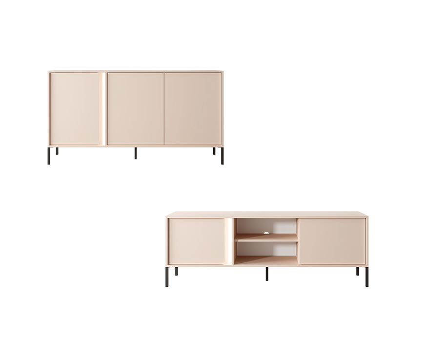 Salon complet avec buffet et meuble télé 155 cm - LIXIA