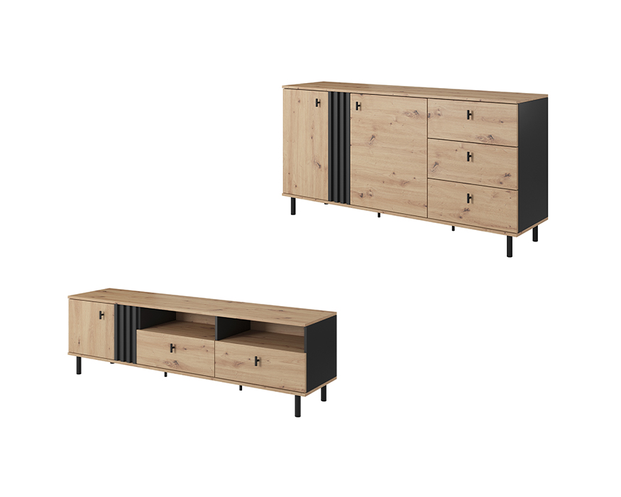 Salon complet avec buffet et meuble télé 170 cm – DUSTY