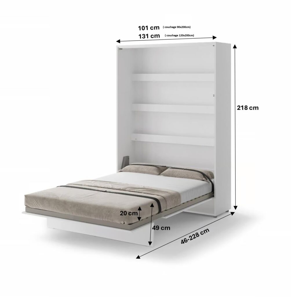 Lit escamotable 1 personne SMART dimensions