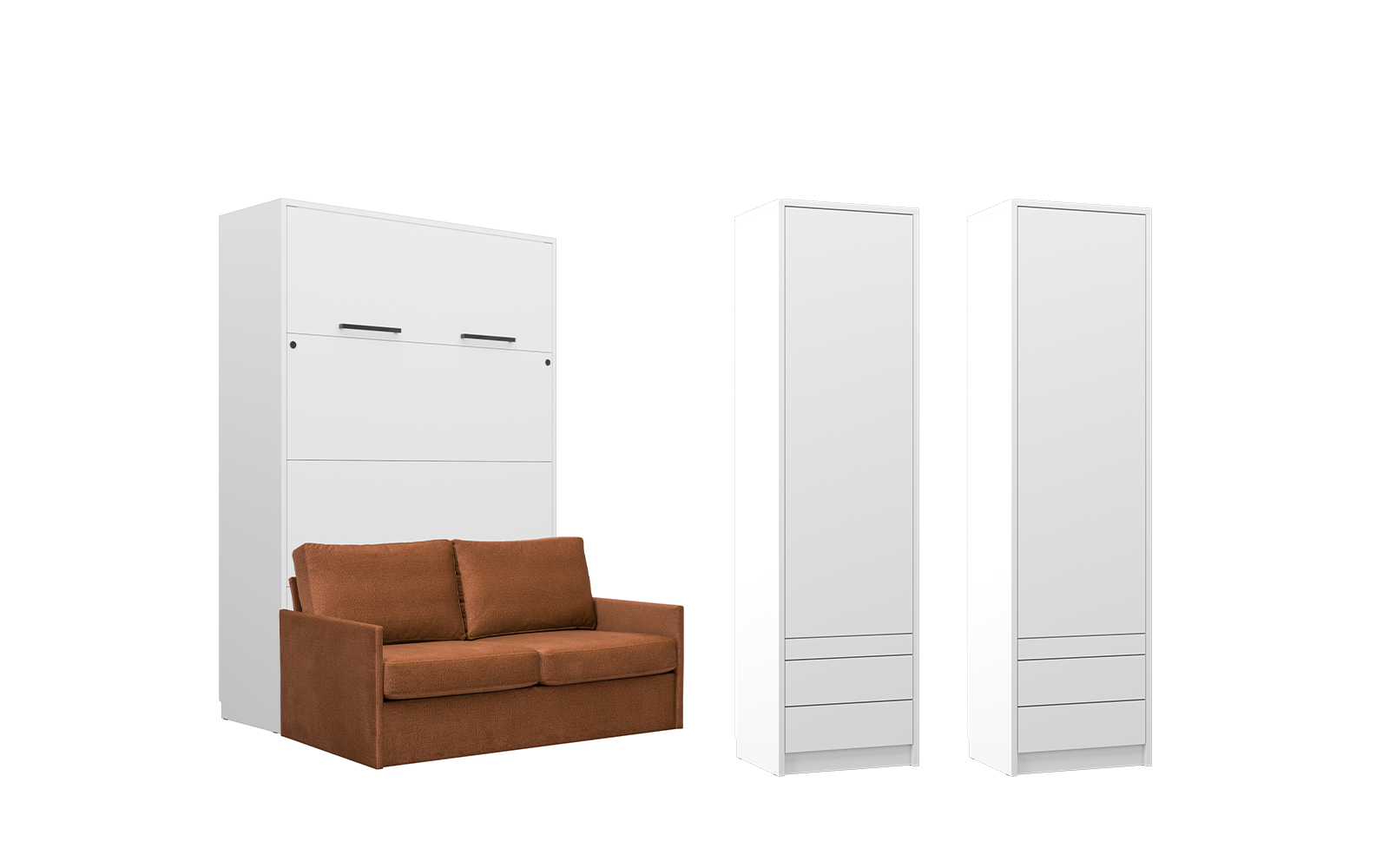 Ensemble LOLITA rangement blanc - canapé ocre