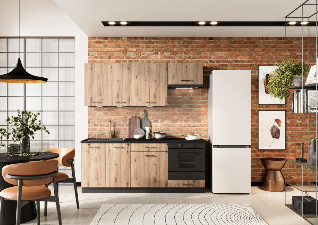 Kichenette studio 200 cm ALLIA - bois photo d'ambiance