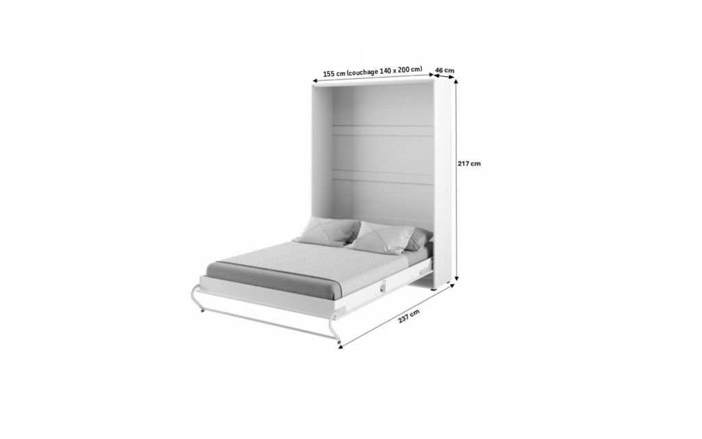 Lit escamotable vertical dimensions GAIN 140x200