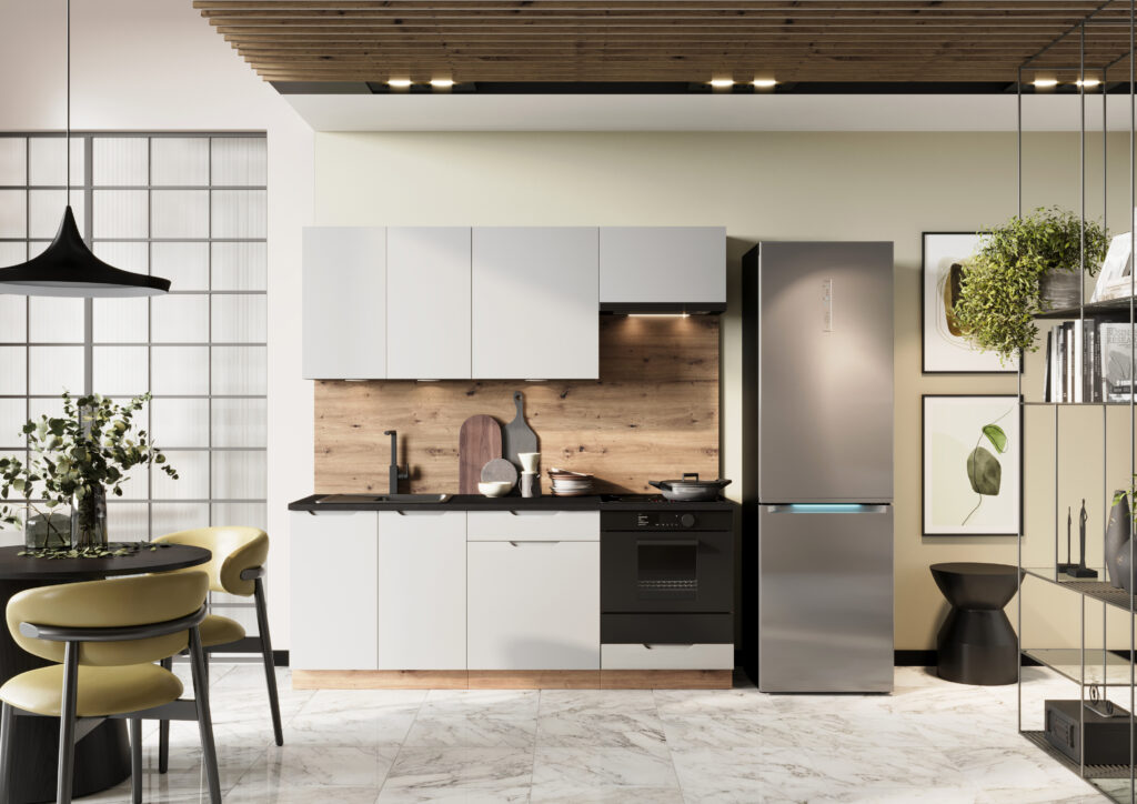 Cuisine blanche ou en noir 200 cm - photo d'ambiance blanc