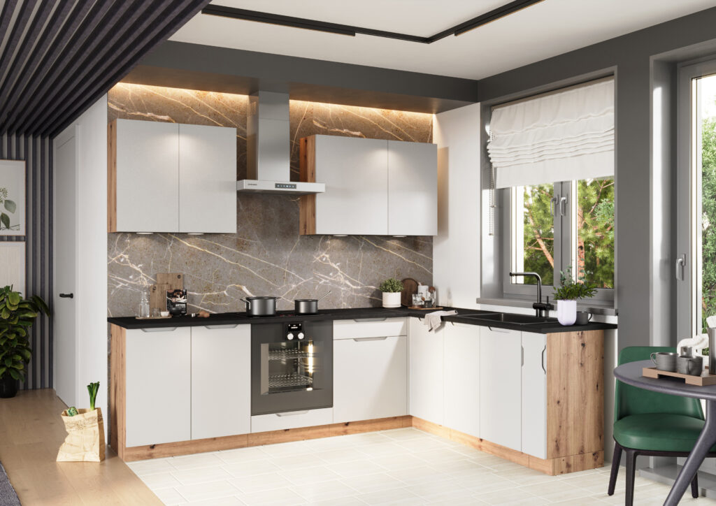 Cuisine d'angle moderne - ALTIA ambiance blanc