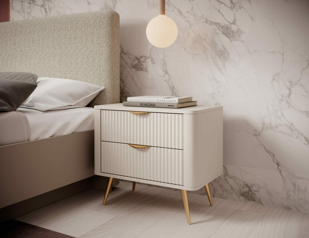 Lit coffre 160x200 cm avec chevets intégré et commode - ASTA