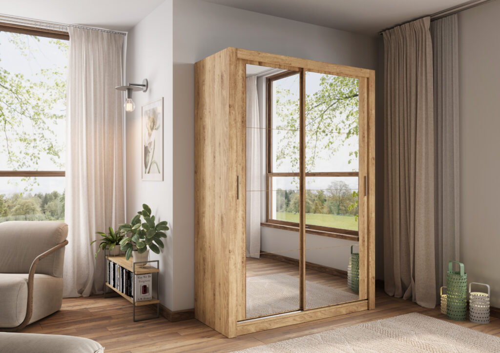 Armoire 2 portes avec miroir KAMAZZA