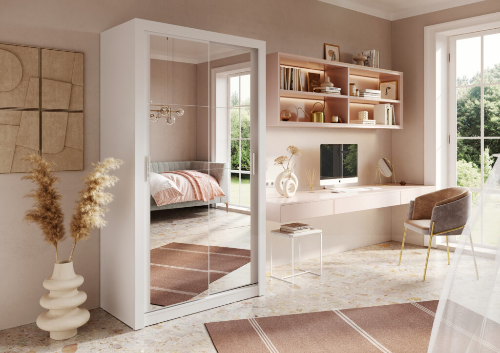 Armoire 2 portes avec miroir KAMAZZA