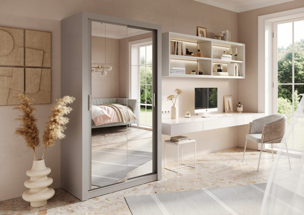 Armoire 2 portes avec miroir KAMAZZA