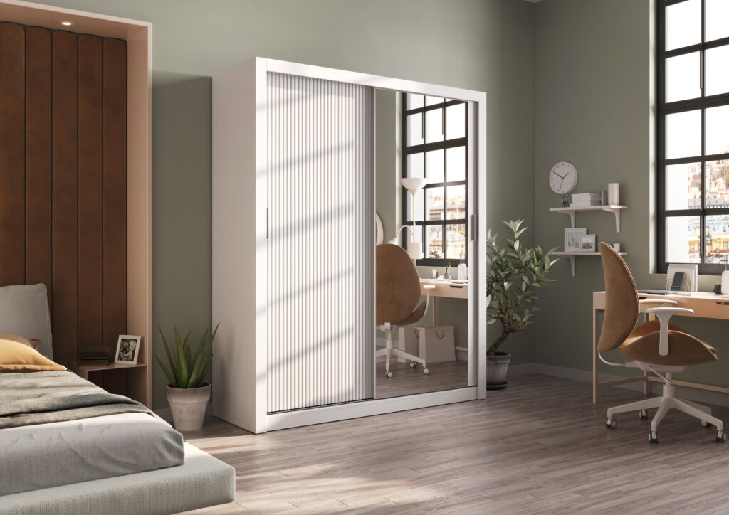 Armoire 2 portes avec miroir KAMAZZA