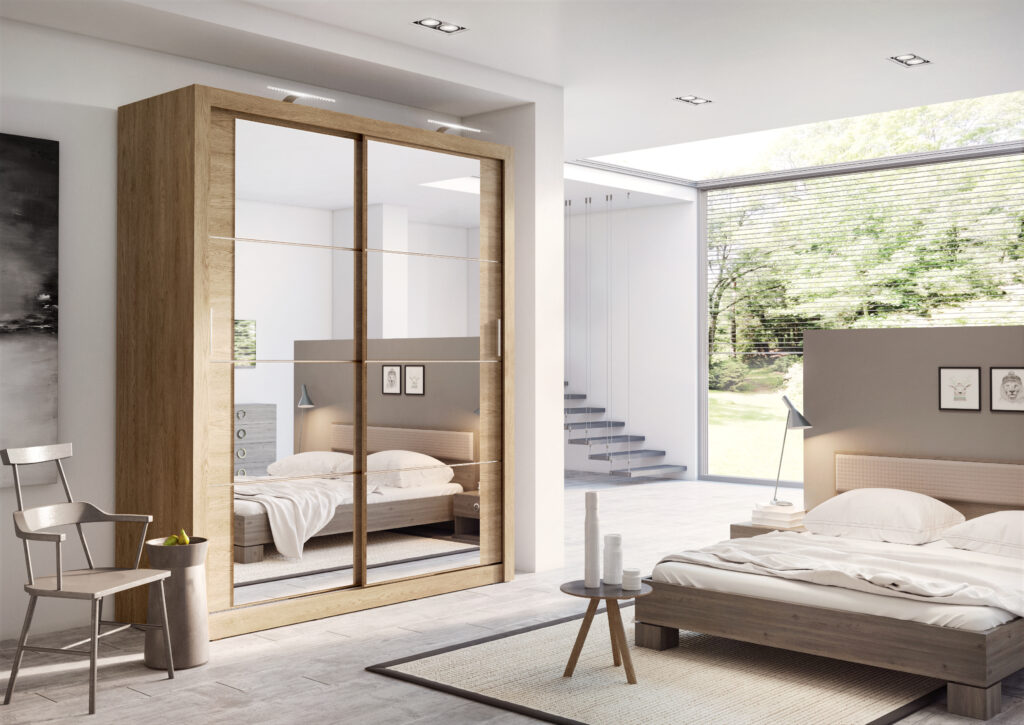 Armoire 2 portes avec miroir KAMAZZA