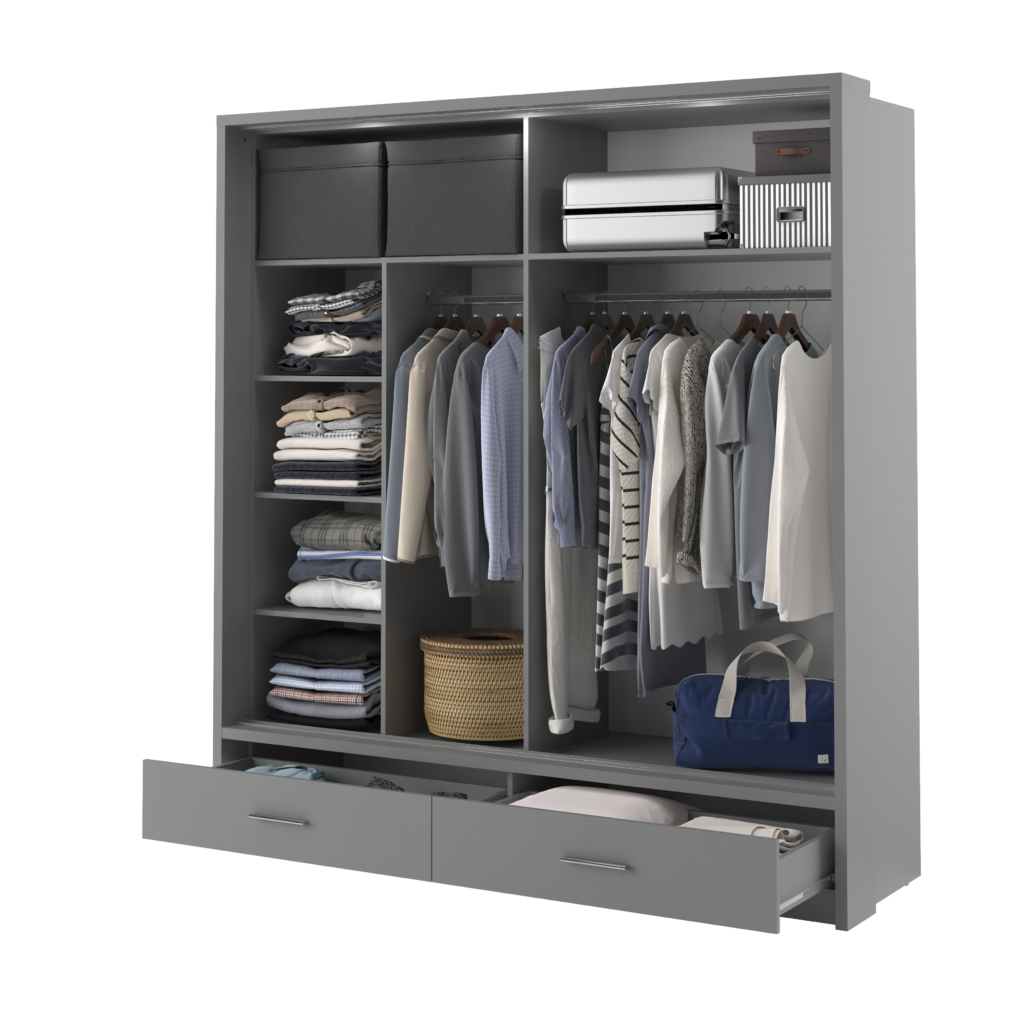 Grand dressing 2 portes avec miroir KAMAZZA