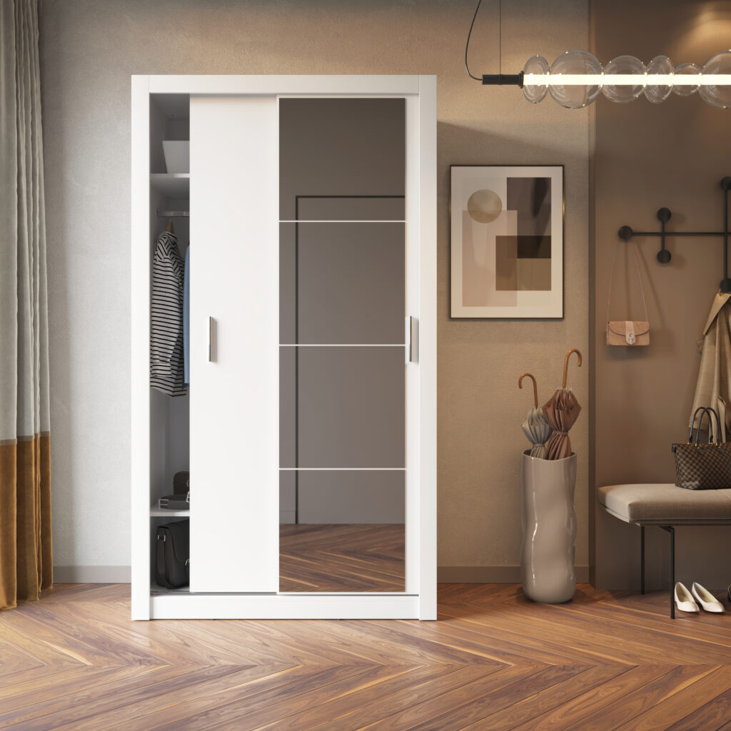 Armoire 2 portes avec miroir KAMAZZA
