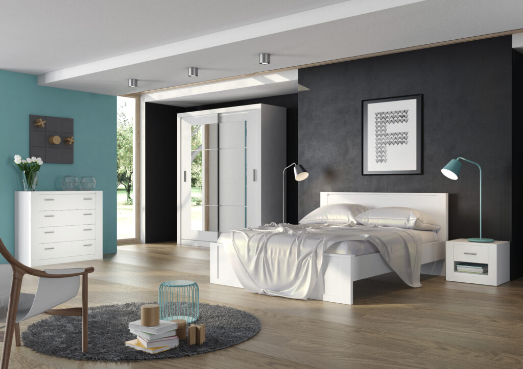 Armoire 2 portes avec miroir KAMAZZA