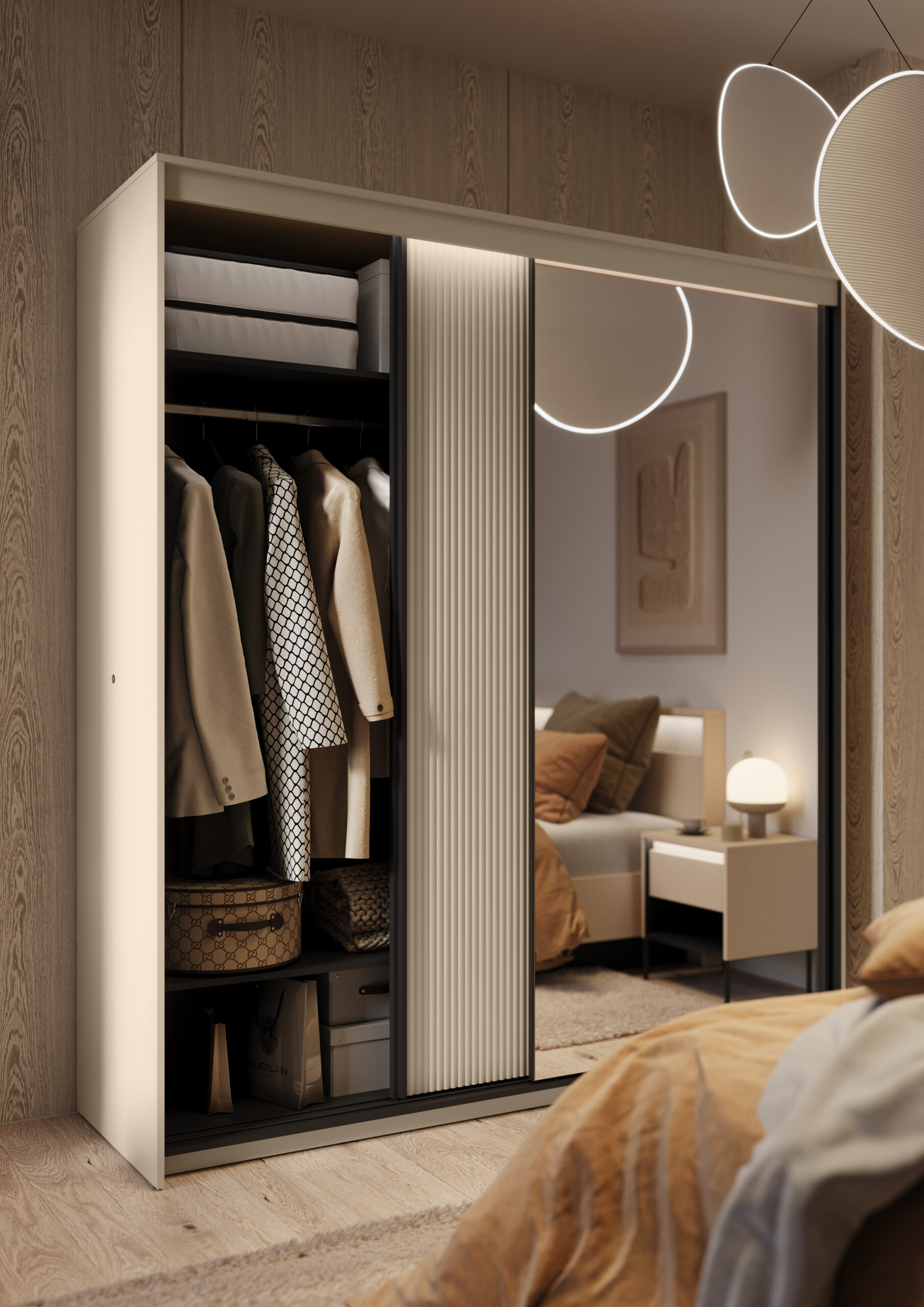 KAMAZZA Armoire avec miroir beige