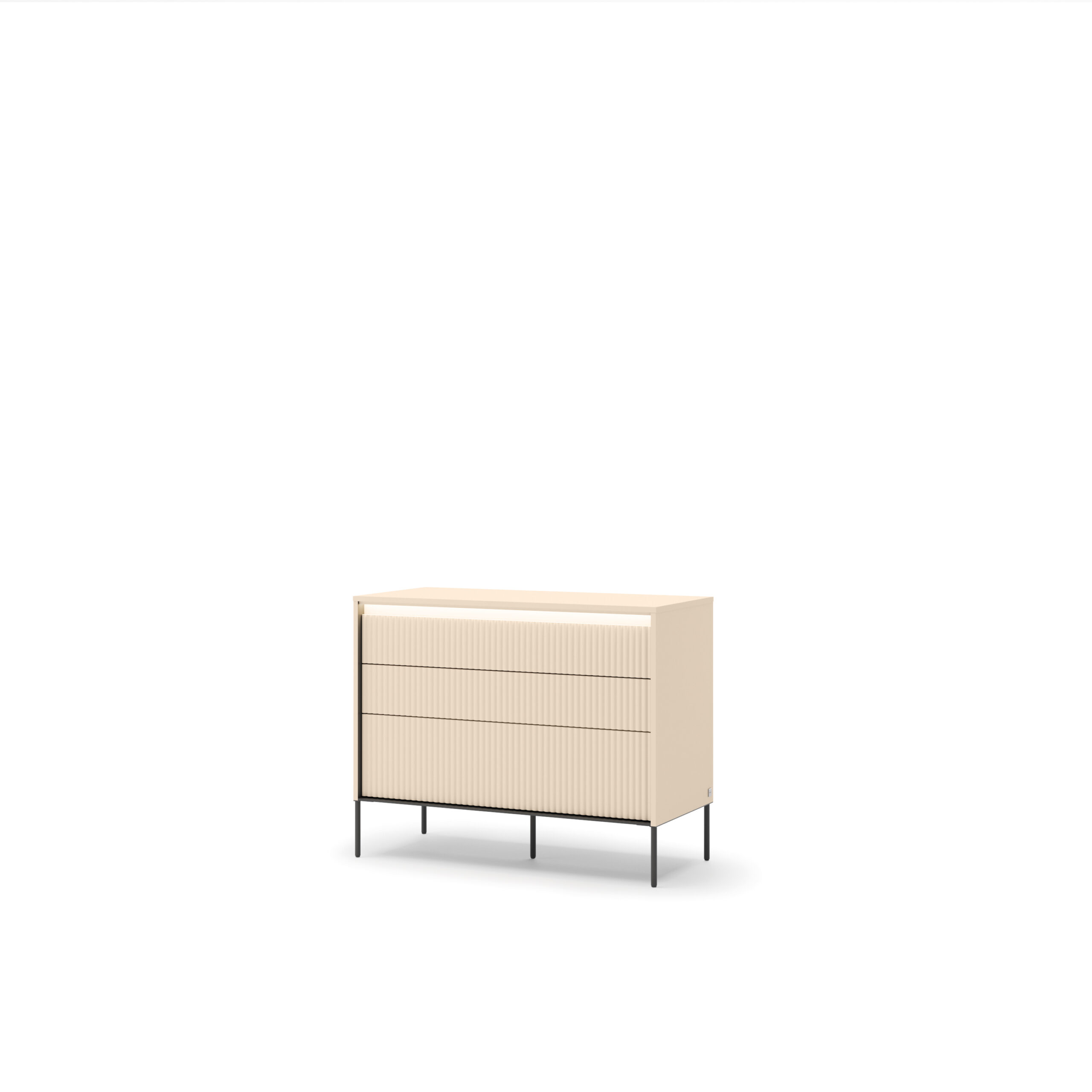 Commode 3 tiroirs beige avec led Stella