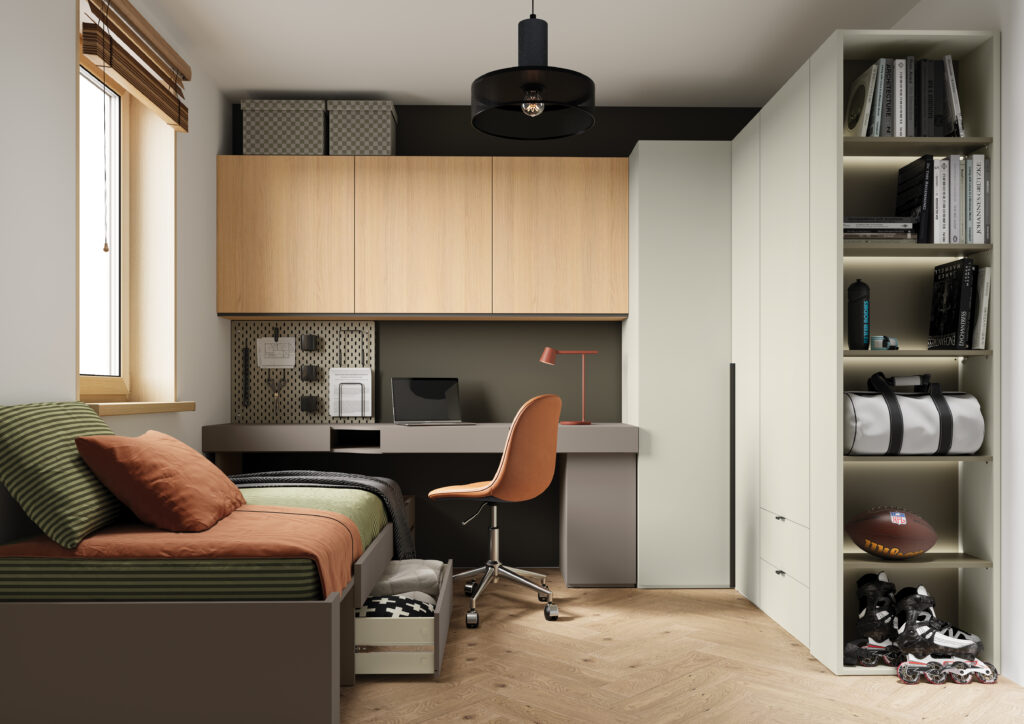 Lit ado avec bureau et rangement MANON fabrication européenne