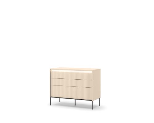 Commode 3 tiroirs beige avec led Stella